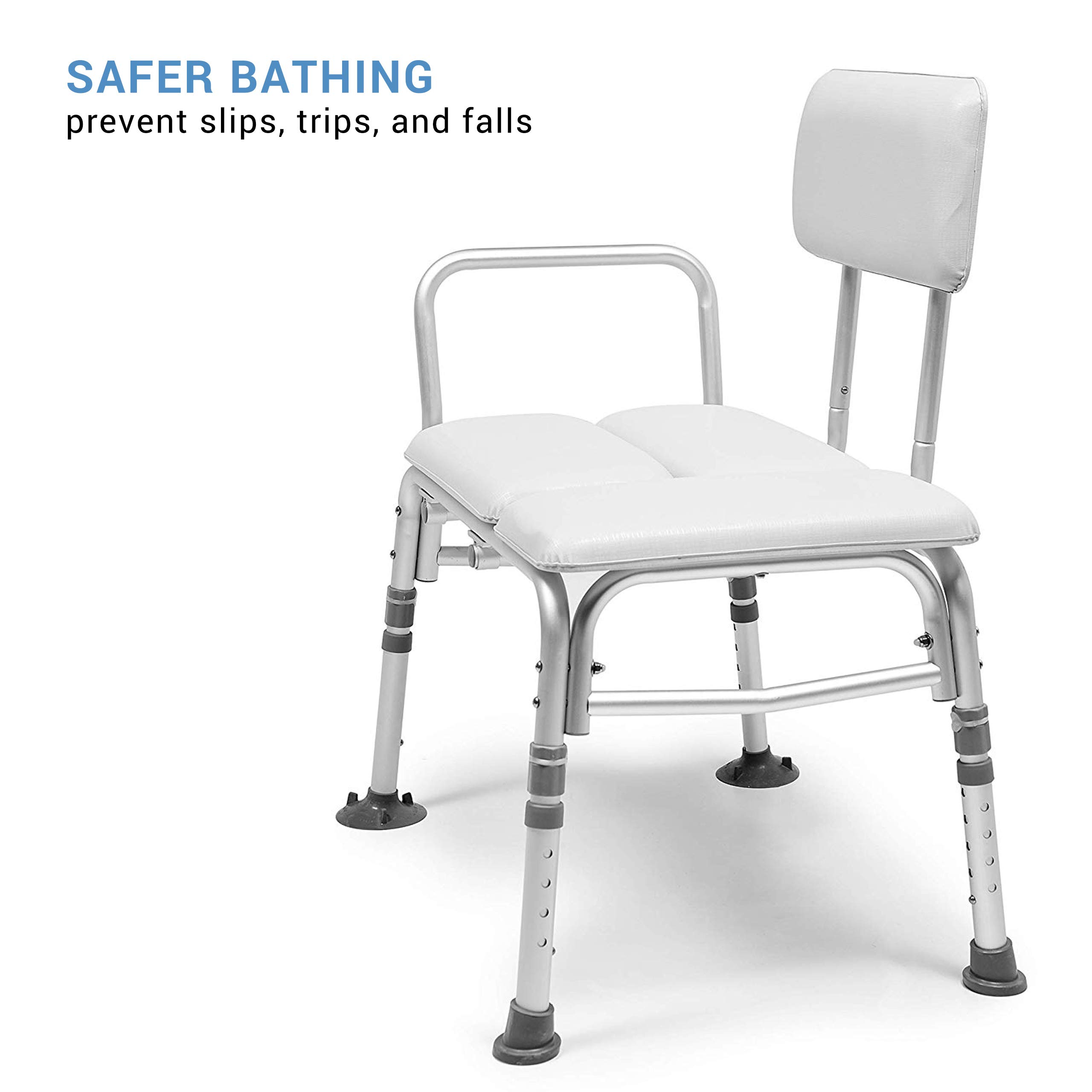 Graham-Field 7955KD-1 Lumex 2-in-1 Tub Transfer Bench & Shower Chair, Padded Seat & Backrest, Adjustable Height