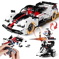 STEM Building Toys, Remote & APP Controlled 2in1 Car/Robot STEM Building Kit for Boys 6-12, 488 Pcs Educational Building Blocks for Kids Science Learning, RC Car Robot Toy Set for Boys Girls (White)