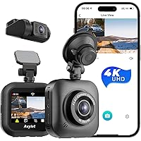 Dash Cam Front and Rear, 4K/1080P Wi-Fi Dash Camera for Cars, Dual Dashboard Camera with APP, IPS Screen, Super Night Vision, WDR, 24H Parking Mode, 170° Wide Angle, G-Sensor, Loop Recording