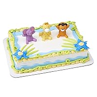DecoSet® Bath Toys Cake Topper, 3 Piece Safari Animal Cake Decorations for Birthdays and Parties, Tiger, Elephant, Giraffe, For Baby, Children, Birthday, Food Safe
