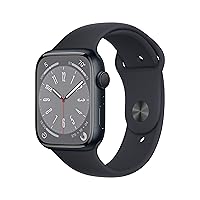 Apple Watch Series 8 [GPS 45mm] Smart Watch w/Midnight Aluminum Case with Midnight Sport Band - S/M. Fitness Tracker, Blood Oxygen & ECG Apps, Always-On Retina Display, Water Resistant