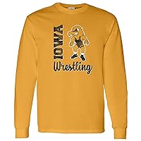 Iowa Hawkeyes Wrestling Herky Script Long Sleeve T Shirt - Gold