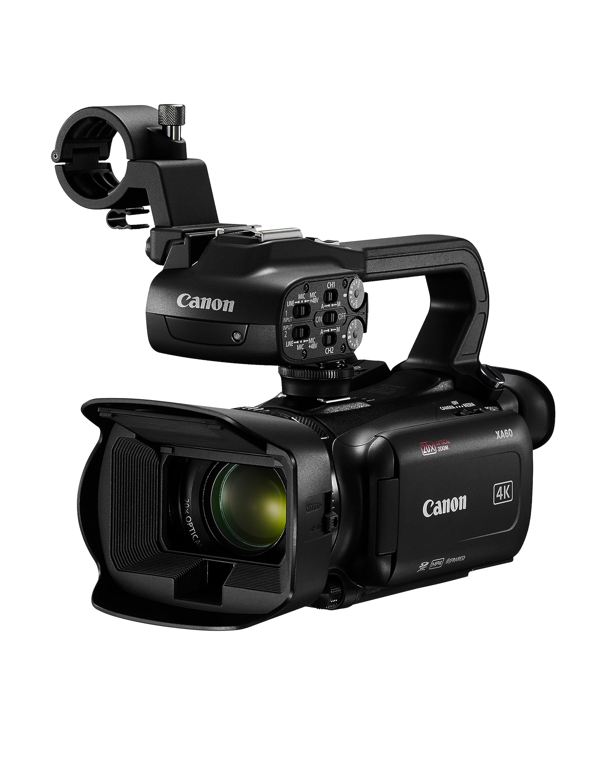 Canon XA60 Pro Camcorder 1/2.3” 4K UHD CMOS Sensor 20x Optical Zoom, 800x Digital Zoom, 5-Axis Image Stabilization,HDMI,USB (UVC) Streaming,Time Stamping/On-Screen Display Recording, XLR Audio Inputs
