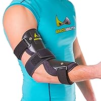 BraceAbility Cubital Tunnel Syndrome Elbow Brace | Splint to Treat Pain from Ulnar Nerve Entrapment, Hyperextended Elbow Prevention and Post Surgery Arm Immobilizer - M (MEDIUM/LARGE)
