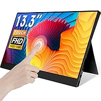 ELECROW Portable Monitor Touchscreen - 13.3 Inch Touch Screen Monitor FHD IPS 10-Point Touch USB C Travel Monitor for Laptop w/Protective Cover & Speakers