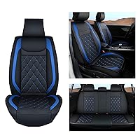 Nilight 5 Car Seat Covers Waterproof Faux Leather Cushions Anti-Slip Universal Fit for 5 Passenger Cars Kia Civic Corolla Hyundai Honda Camry CR-V RAV4 Fusion SUV Truck (Full Set, Black-Blue)
