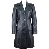 Unicorn Womens Classic Long Coat Real Leather Jacket Black #AK