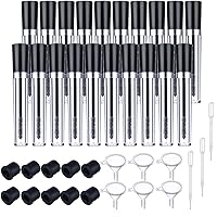 20 Pcs Empty Mascara Tube with Eyelash Wand Eyeliner Tube Eyelash Cream Container Bottle for Castor Oil Eyelash Growth Oil, Includes 20 Tubes, 20 Rubber Inserts, 6 Funnels, 3 Transfer Pipettes