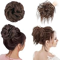 MORICA Tousled Updo Wavy Messy Bun Hair Piece Hair Scrunchies Extension Ponytail with Elastic Rubber Band Synthetic Chignon for Women