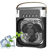 Mini Frost Fan, Portable Air Conditioner AC Cooler Humidifier, Personal Air Cooler With1/2/3 H Timing, 7 Colors LED Light, 3 Wind Speeds and 3 Spray Modes, for Office Home Dorm Travel (Black)