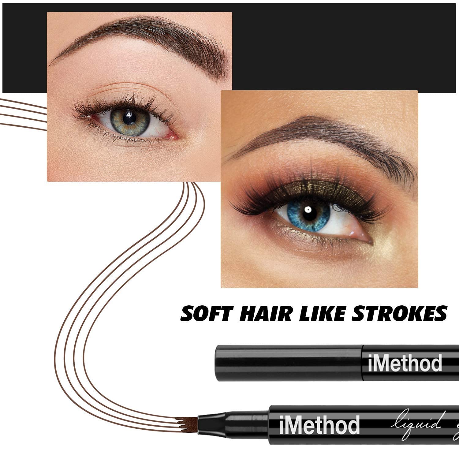 iMethod Eyebrow Pen - iMethod Eye Brown Makeup, Eyebrow Pencil with a Micro-Fork Tip Applicator Creates Natural Looking Brows Effortlessly and Stays on All Day, Dark Brown