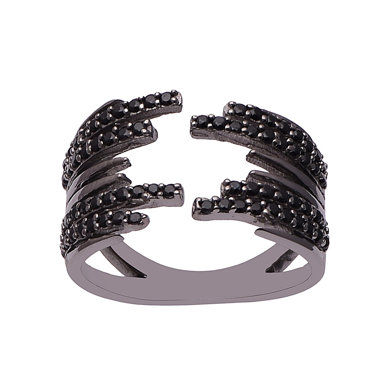 Eternity Open Wrap 925 silver Black Spinel Ring Cocktail Statement (7)