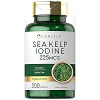 Sea Kelp Iodine Supplement | 225mcg | 300 Tablets | Non-GMO, Gluten Free | Traditional Herb Supplement