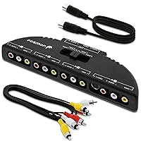 Fosmon RCA Splitter with 4-Way Audio Adapter, Video RCA Switch Selector Box + RCA Patch Cable and S-Video Cable for Connecting 4 RCA Output Devices to Your TV Fosmon RCA Splitter with 4-Way Audio Adapter, Video RCA Switch Selector Box + RCA Patch Cable and S-Video Cable for Connecting 4 RCA Output Devices to Your TV