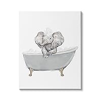 Stupell Industries Baby Elephant Bubble Claw Bathtub Safari Animal Bathroom, Designed by Ziwei Li Canvas Wall Art, 16 x 20, White