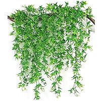 Fake Hanging Plants Decoration, PASYOU Artificial Vine Ivy Sweet Potato Leaves Plastic Foliage Vines, UV Resistant Greenery Flowers for Indoor Outdoor Home Garden Wall Wedding Party Table Green 4 Pack
