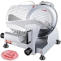 VEVOR Commercial Meat Slicer, 240W Electric Deli Food Slicer, 10 inch Carbon Steel Blade Electric Food Slicer, 350-400RPM Meat Slicer, 0-0.47 inch Adjustable Thickness for Commercial and Home Use