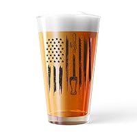 Crazy Dog T-Shirts American Flag Beer Tap Pint Glass Funny Cool Patriotic Fourth Of July Drinking Graphic Cup-16 oz Funny Drinking Glasses Patriotic Funny Drinking Novelty White Standard
