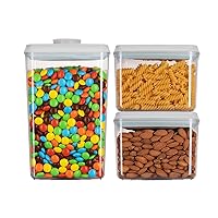 Ankou Pop Airtight Food Storage Containers, Stackable Organizing with Lids for Kitchen Pantry Cereal Snack Sugar Coffee - 3 Pcs (1.2 * 2 qt, 2.7 qt)