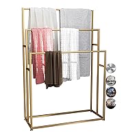 Freestanding Towel Stand Towel Ladder Rack for Bathroom Metal Floor Standing Towel Holder for Clothes/Gold
