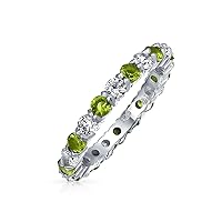 Bling Jewelry Alternating Two Tone Cubic Zirconia Stackable CZ Eternity Ring For Women Teen .925 Sterling Silver 12 Birth Month Colors