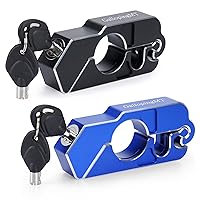 Motorcycle Grip Lock - Aluminium(CNC) Heavy Duty Brake/Handlebar/Throttle Lock That Secures Your Bike, Scooter, Moped - Anti Theft Motorcycle Lock(Black+Blue)