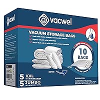 10-Pack Variety - Vacuum Storage Bags for Bedding Storage and Winter Clothes Storage - Vacuum Sealer Bags for Blankets Storage - 5x XXL (47x35in) + 5x Jumbo (43x30in)