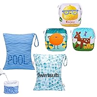 ALVABABY 2pcs Superior Waterproof Wet Dry Bags and 3 Pack Swim Diapers