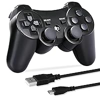 YCCTEAM Wireless Controller Compatible with PS3, Controller Replacement for PS3 with Upgraded High-Precision Joystick, Wireless Remote Gamepad with Charger Cable (Black)
