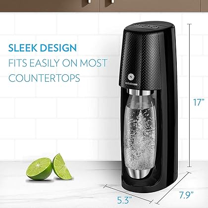 SodaStream Fizzi One Touch Sparkling Water Maker Bundle (Black) with CO2, BPA free Bottles, and 0 Calorie Fruit Drops Flavors