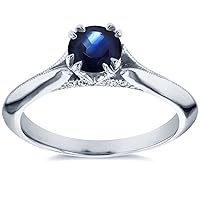 Kobelli Blue Sapphire and Diamond Engagement Ring 1/2 CTW in 14k White Gold