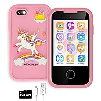 Kids Smart Phone for Girls Touchscreen Kids Phone Gifts for Girls Age 6-8 with Dual Camera Music Game Learning Toy Phone Christmas Birthday Gifts for 3 4 5 6 7 8 Year Old Girls with 8G SD Card