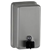 BOBRICK 2111 ClassicSeries Stainless Steel Surface-Mounted Soap Dispenser, Satin Finish, 40 fl. oz. Capacity, 8-1/8