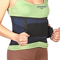 AVESTON Back Support Lower Back Brace for Back Pain Relief - Thin Breathable Rigid 6 ribs Adjustable Lumbar Support Belt Men/Women Keeps Your Spine Straight – Small for Circumference 28-33