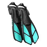 COZIA DESIGN Adjustable Swim Fins - Snorkel Fins for Lap Swimming, Travel Size Scuba Diving Flippers for Snorkel Set Adult, Neoprene Water Socks Included