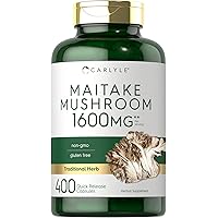 Carlyle Maitake Mushroom Capsules | 1600mg | 400 Count | Non-GMO & Gluten Free Extract | Mushroom Supplement