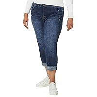 KUT from the Kloth Women's Plus Size Amy Crop Straight Leg Roll-up Fray Prestigious