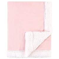 Hudson Baby Unisex Baby Plush Mink and Sherpa Blanket, Light Pink White, One Size
