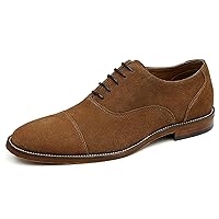 Men's Handmade Suede Leather Cap Toe Oxfords Fashion Dress Formal Derby Shoes