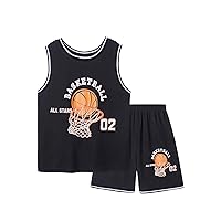 Floerns Boy's 2 Piece Outfit Basketball Performance Tank Top with Sports Shorts