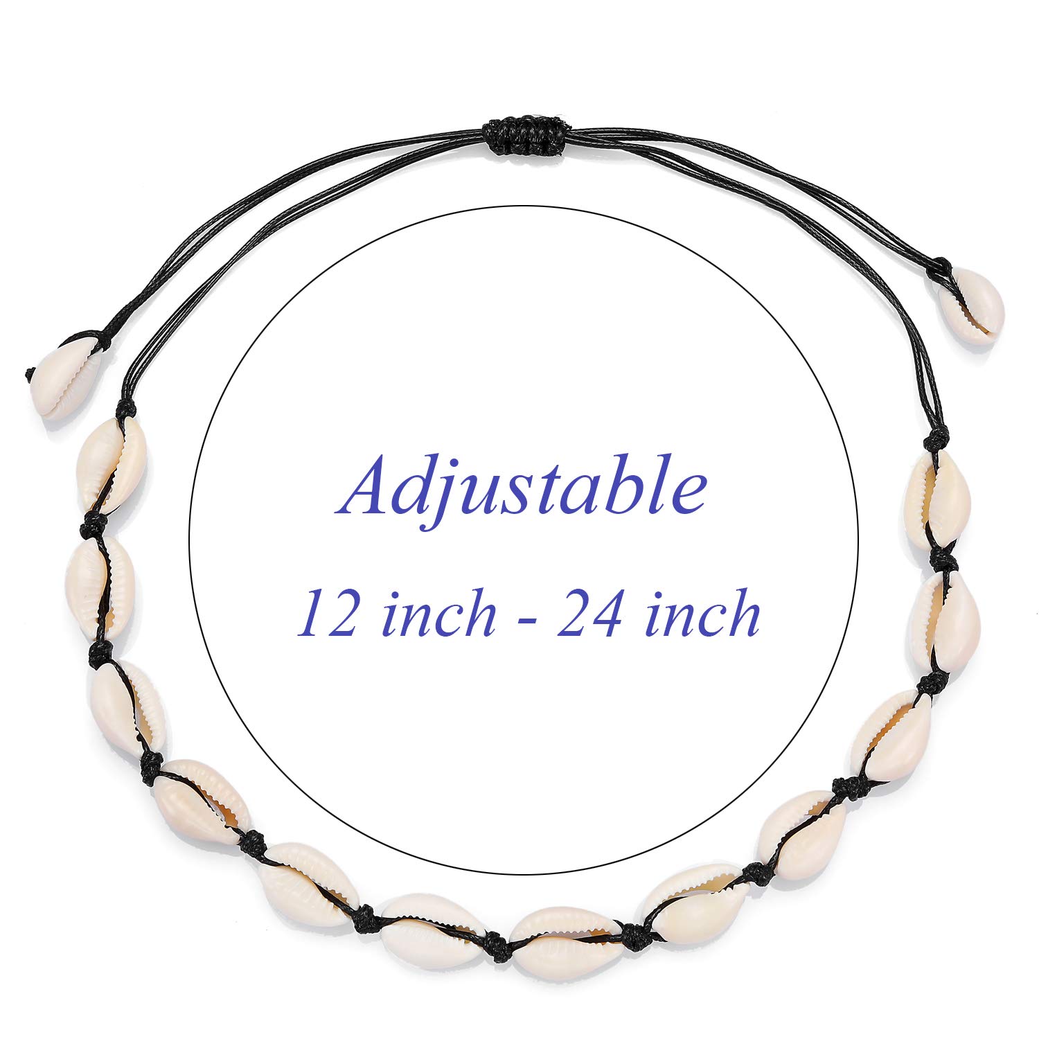 Starain 2Pcs Shell Necklace Anklet for Women Handmade Adjustable Puka Beach VSCO Girl Shell Necklace Set