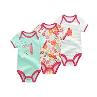 Unisex-Newborn Bodysuits Baby Clothes Short Sleeve 3-Pack Onesies for Baby Boys and Girls 0-12 Months