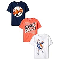The Children's Place Boys' Short Sleeve Graphic T-Shirt 3-Pack, Epic/Basketball/Ball Multi, X-Small