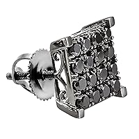 Dazzlingrock Collection Round Black Diamond Square Shaped 1Pc Stud Earring for Men (0.87 ctw, Color Black, Clarity Opaque) in Black Plated White Gold