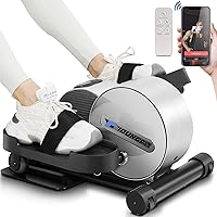 Under Desk Elliptical, Electric Seated Foot Pedal Exerciser with Fitness APP, Mini Elliptical for Home, LCD Display Monitor, Remote Control, Leg Exerciser for Seniors (Training Silver)