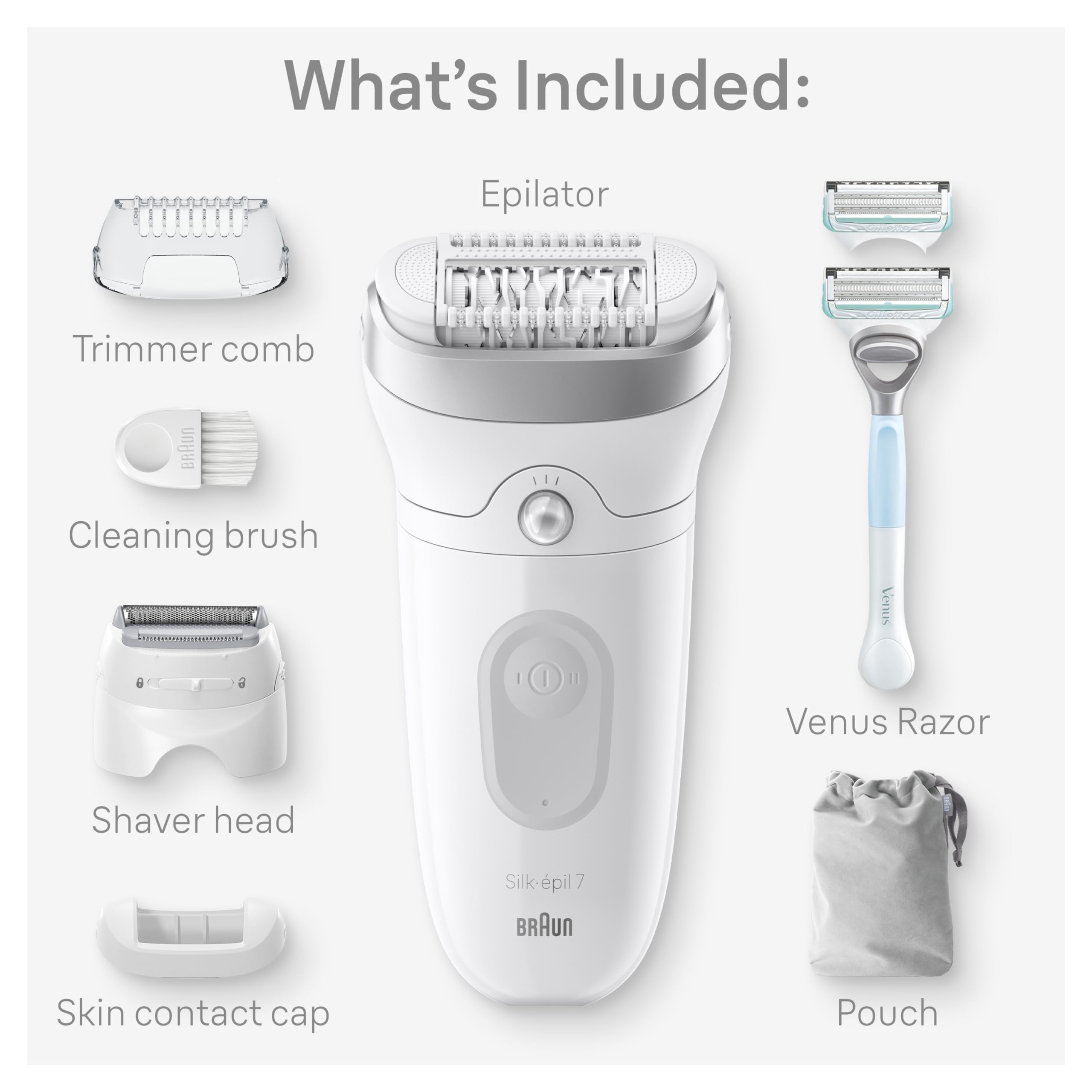 Braun Silk-épil 7 Epilator, Wet & Dry, Lasting Smooth Skin, SE7-141