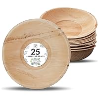 Chic Leaf Palm Leaf Bowls Disposable Bamboo Like 8 Inch Round 30 oz (25 ct)