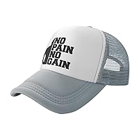 No-Pain-No-Gain Sun Mesh Hats Funny Novetly Baseball Cap Breathable Trucker Hat for Men Women Black