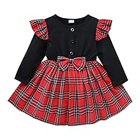 Kid Toddler Baby Girl Christmas Outfits Ruffle Red Plaid Dress Dress Fall Winter Outfits 2t Dress