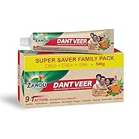Zandu Dantveer, Fights 9 Dental Problems, with Irimedadi Oil, Advanced Ayurvedic Oral Care Toothpaste, Scientifically Proven Formula (500gm/17.6 Oz)